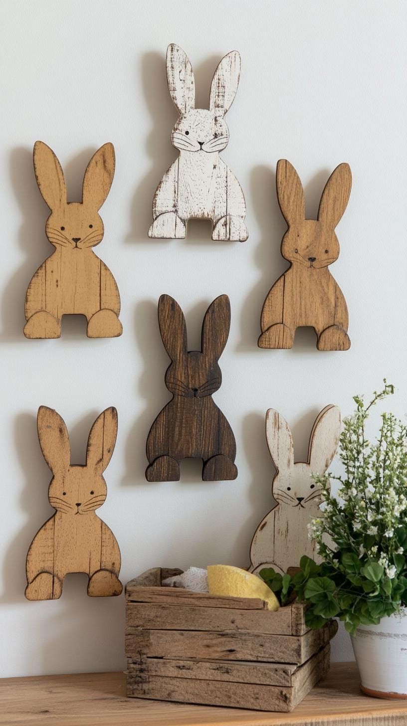 21. Distressed Farmhouse Wooden Bunny Cutouts - photo 3
