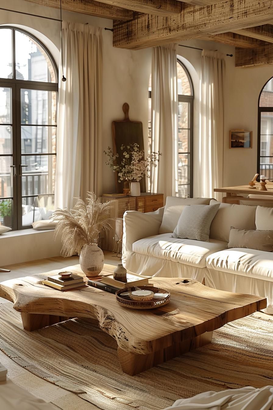 1. Natural Wood and Linen Living Room - photo 3