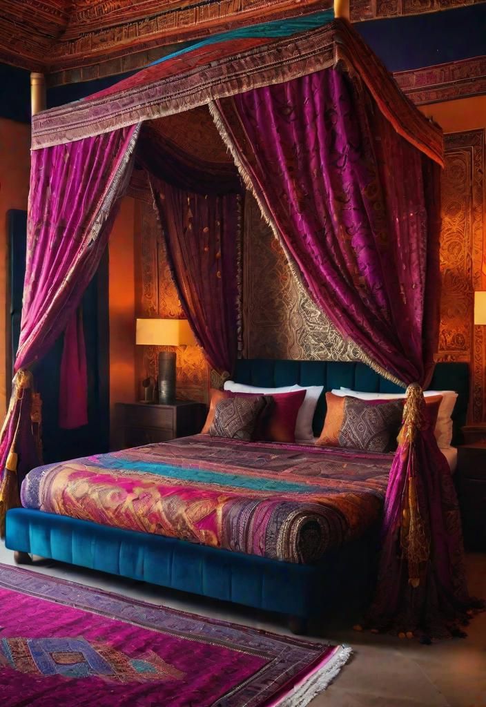 26. Sari Fabric Bed Canopy Ideas