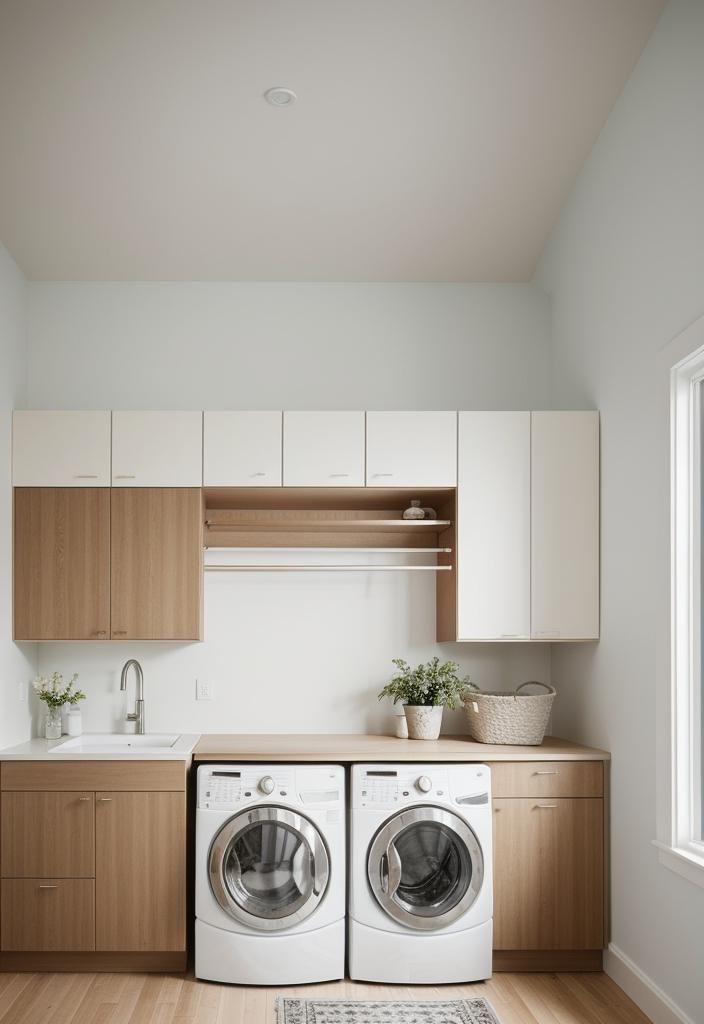 16. Scandinavian Minimalist Laundry Cabinets