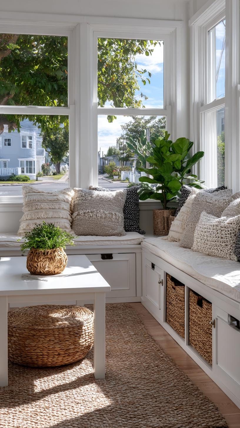 21. Storage Benches and Woven Details on a Porch - photo 4