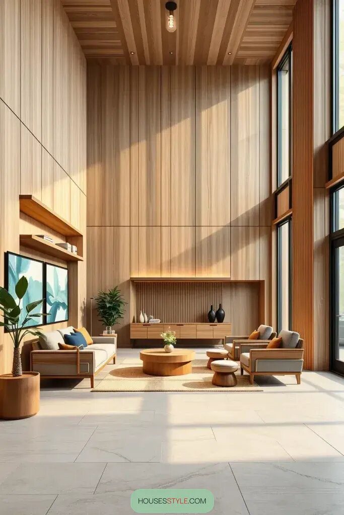 Warming Up a Lobby with Wood Accents