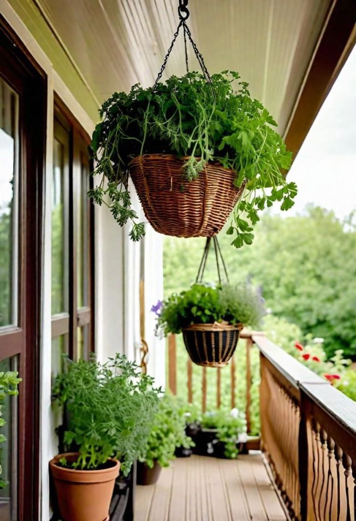 6. Hanging Basket Herb Garden Idea