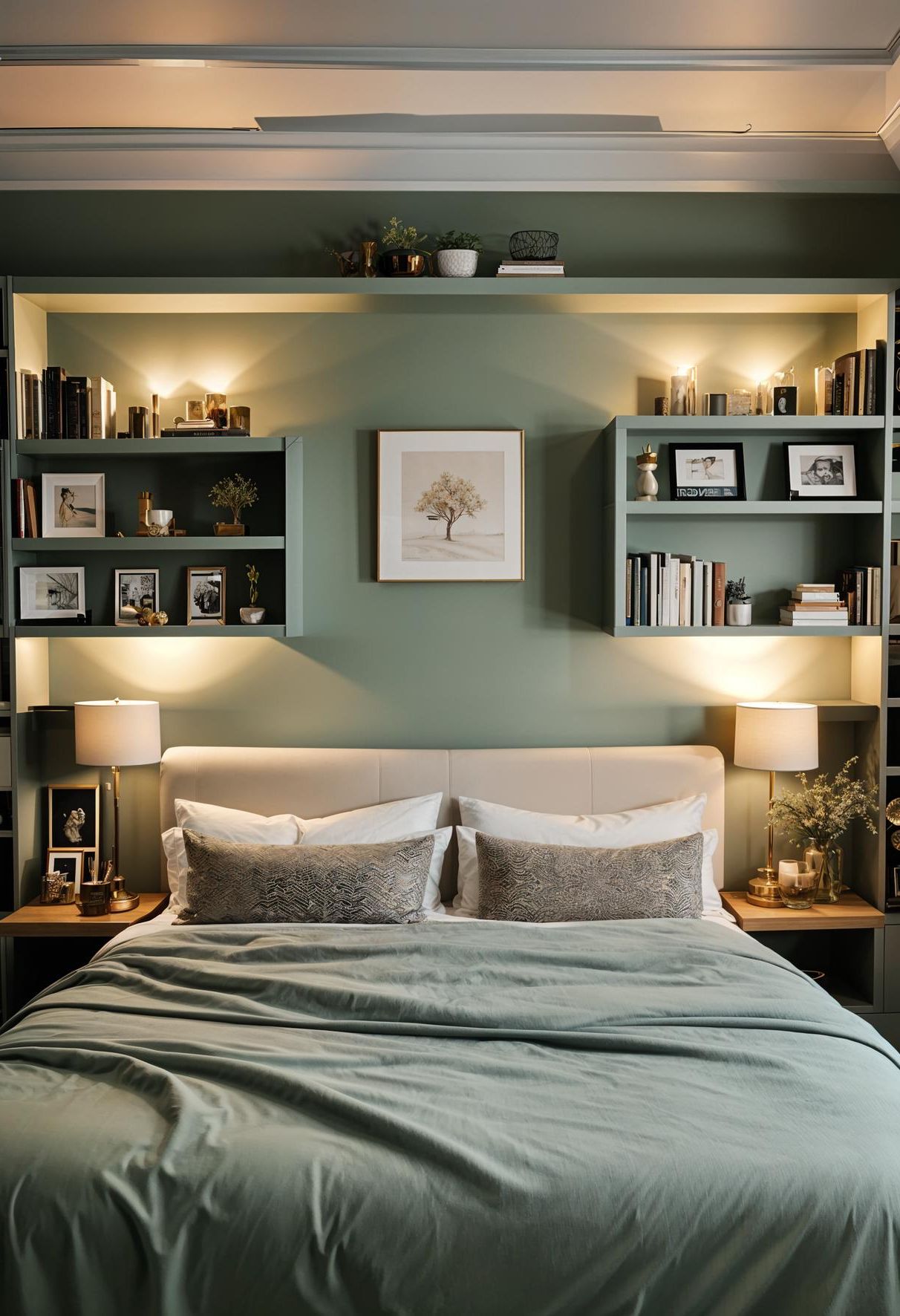 25. Lighting Ideas for Sage and Cream Bookshelves