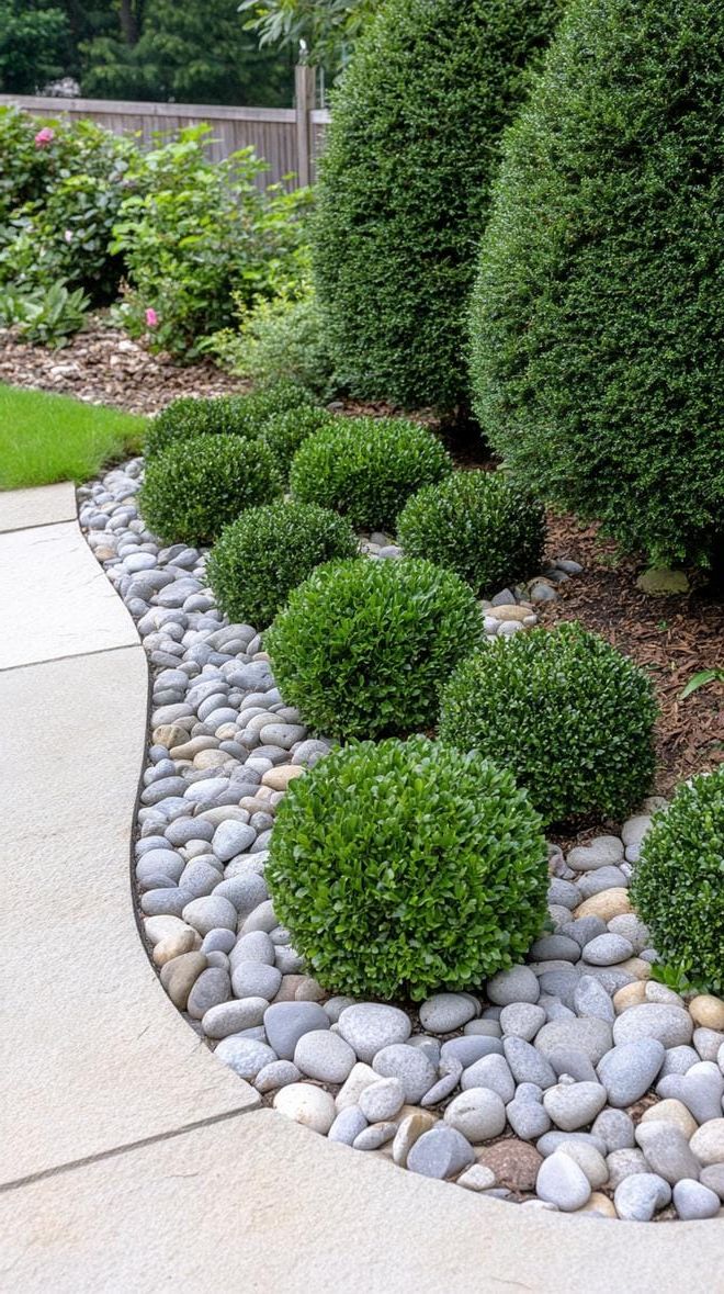 31. Small Bushes Framing a Pebble Border Curve - photo 3