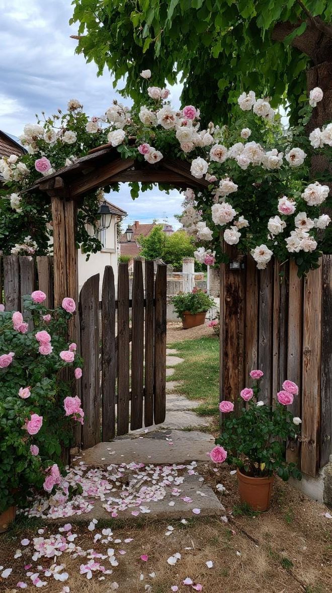 4. The Enchanting Arch Gate Covered in Beautiful Climbing Roses