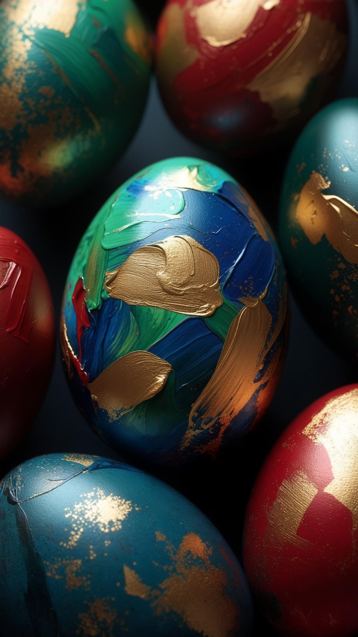 12. Gold-Accented Abstract Painted Eggs