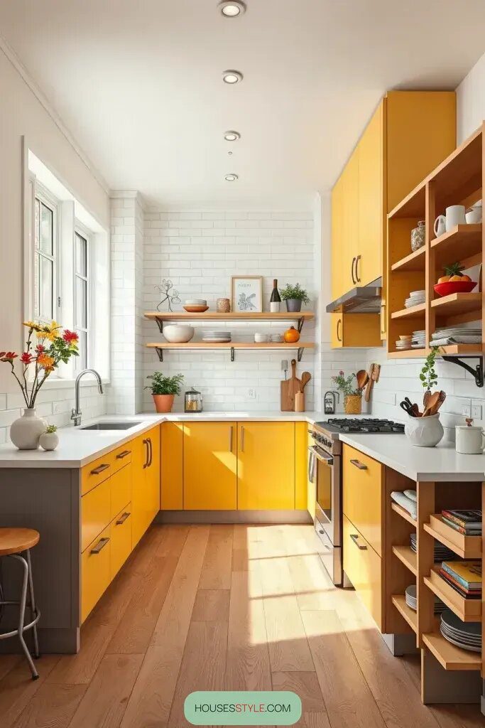 Airy Kitchens With Yellow Upper Cabinets - photo 2