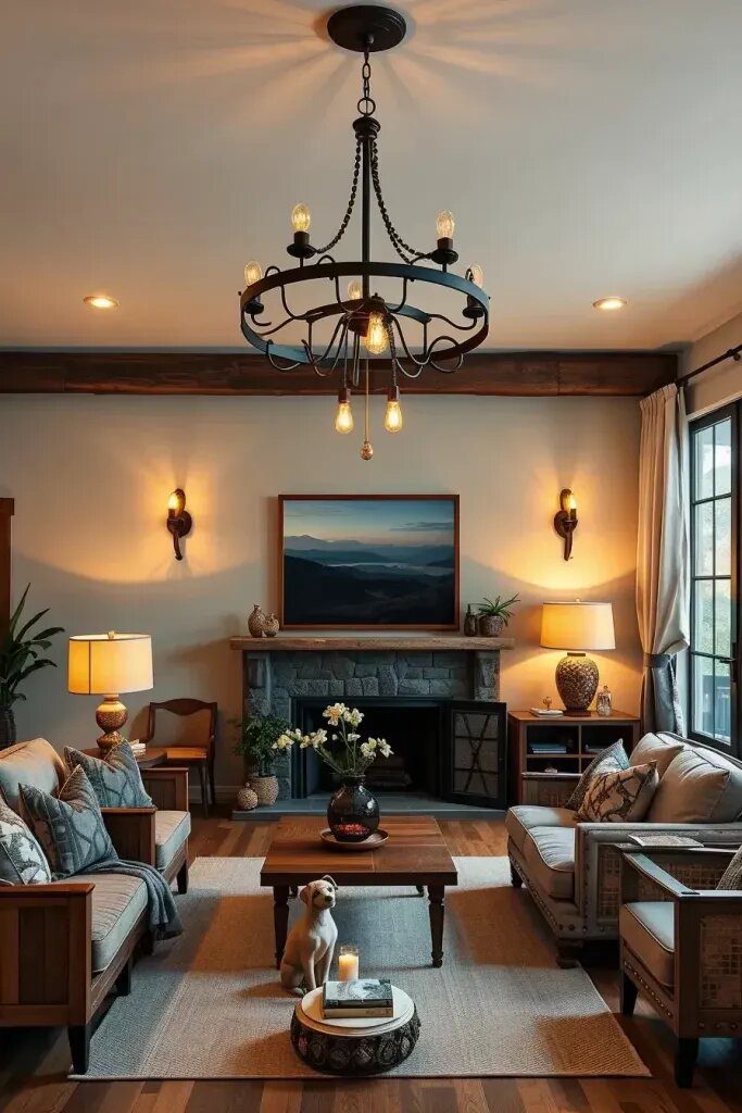 Cozy Ambiance with Rustic Industrial Lighting