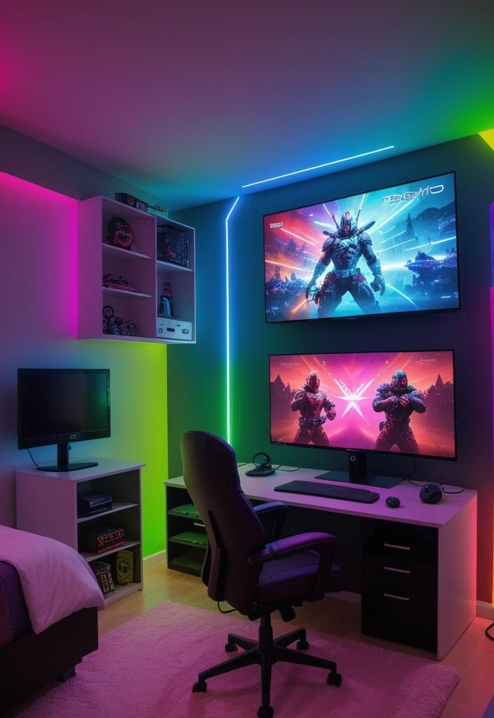 3. Gamer's LED Bedroom Retreat