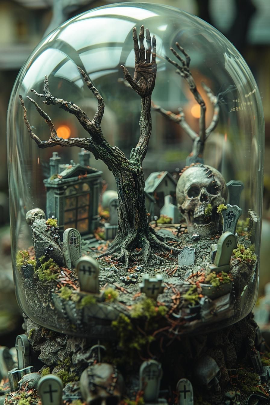 6. Spooky Terrarium Graveyard Display - photo 2