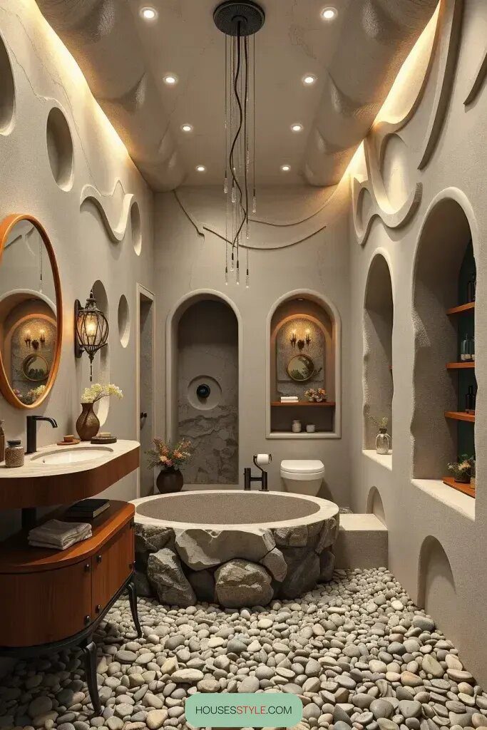 Organic, Cave-Style Bathroom Curves
