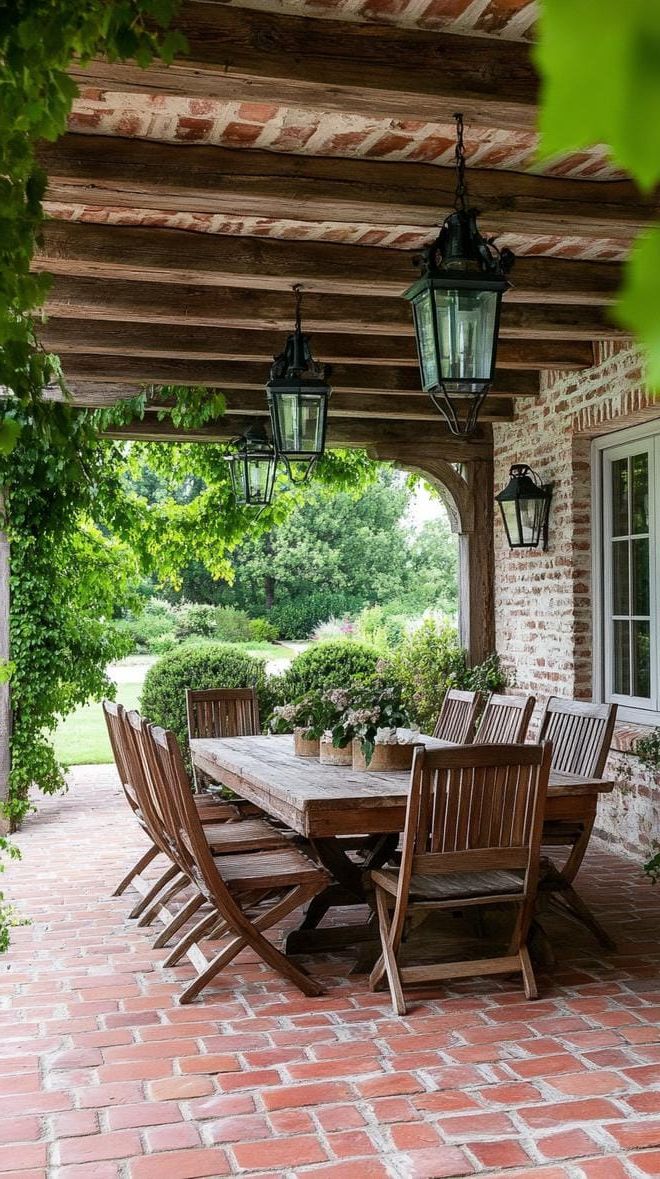 2. Brick Patio Under a Wooden Pergola - photo 2