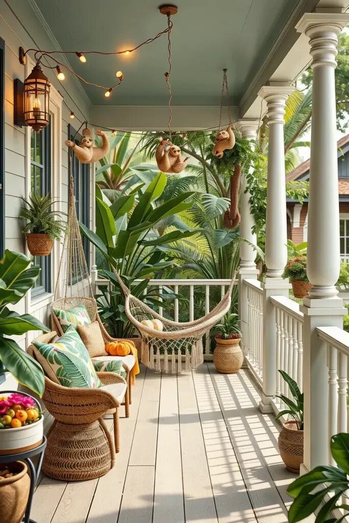 Sleepy Sloth Figurines Resting on Railings - photo 3