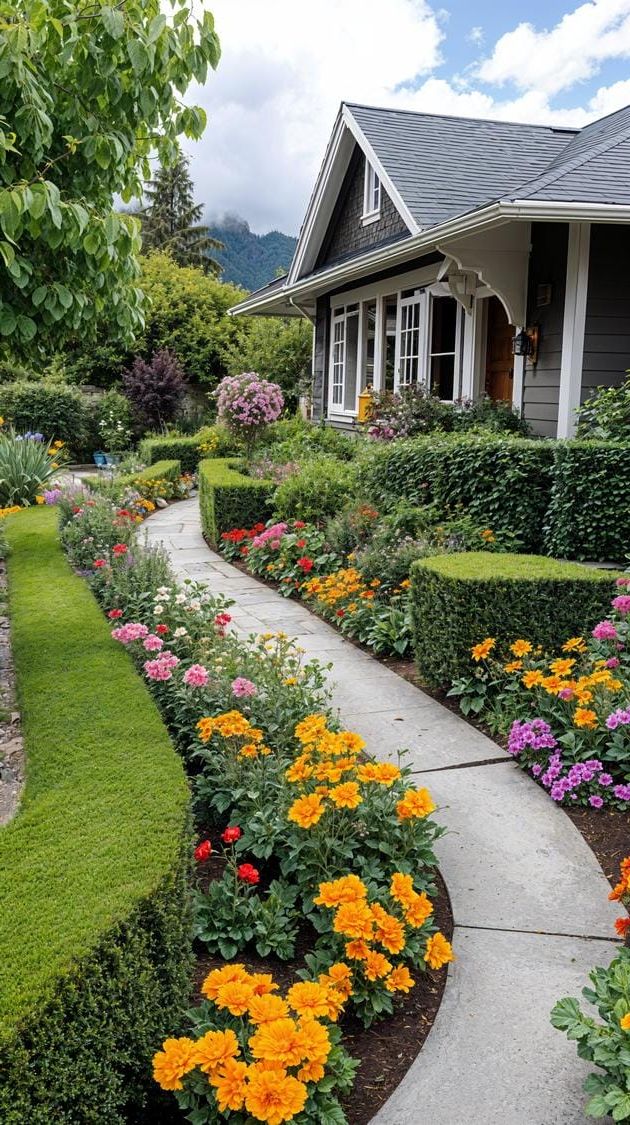 24. Trimmed Cottage Hedges with Charming Planters - photo 2