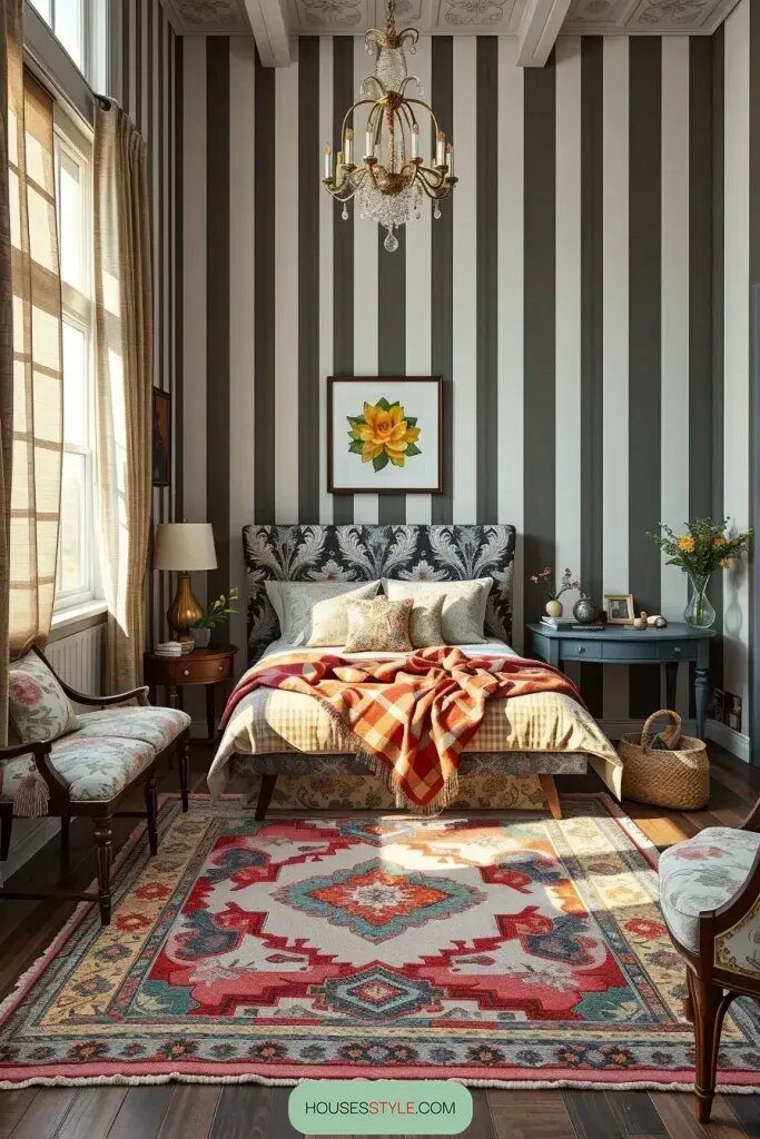 Bedrooms With Layered, Mismatched Patterns