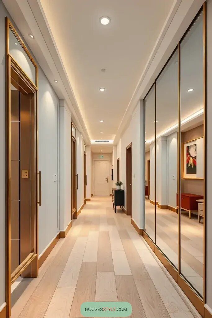 Reflective Walls That Brighten Narrow Hallways