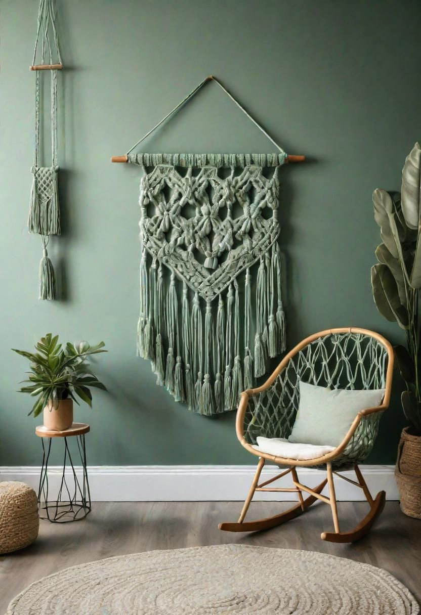 31. Macramé Wall Hangings in Sage Green