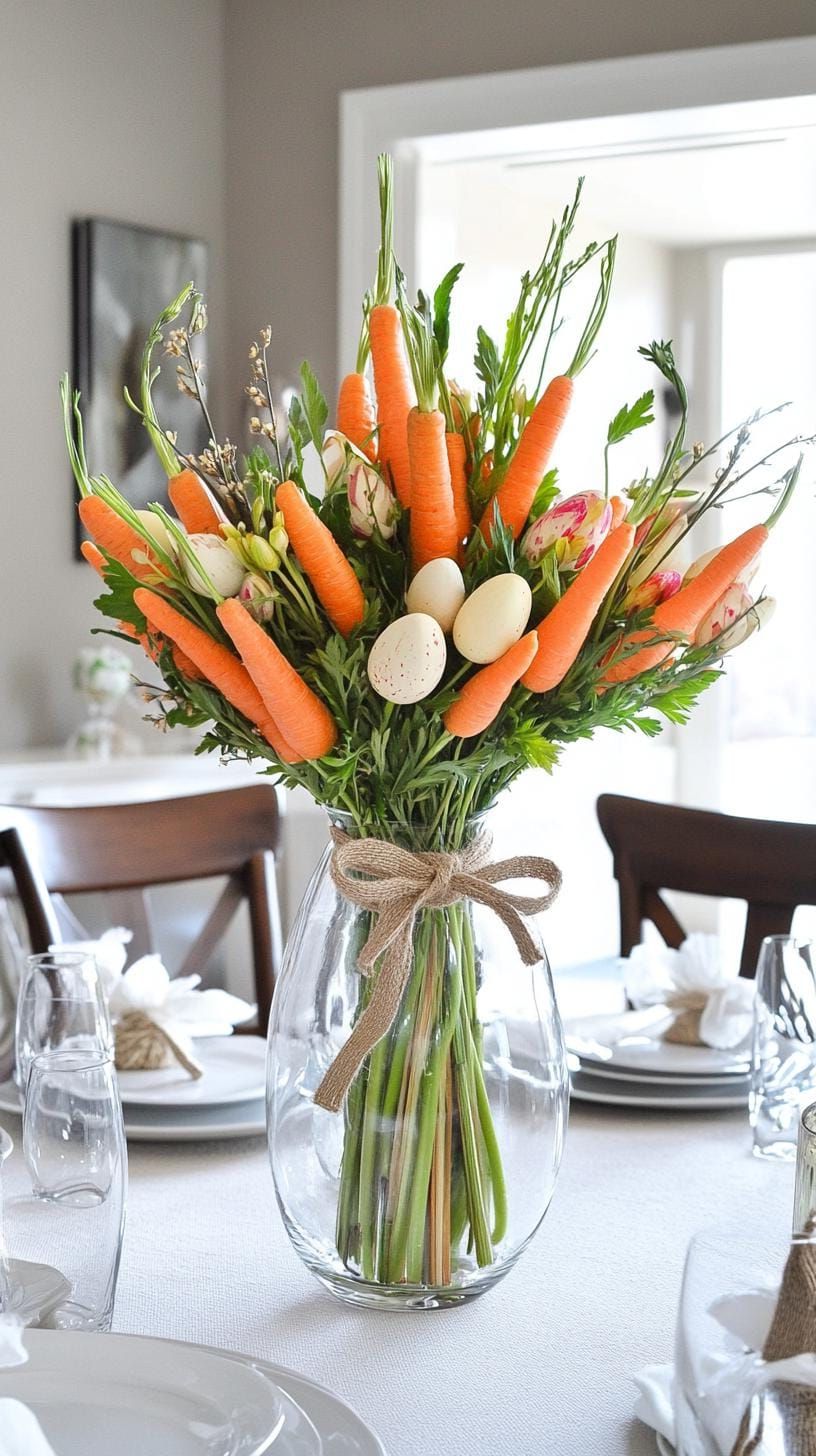 1. Carrot Bouquet In A Glass Vase With Twine Bow - photo 2