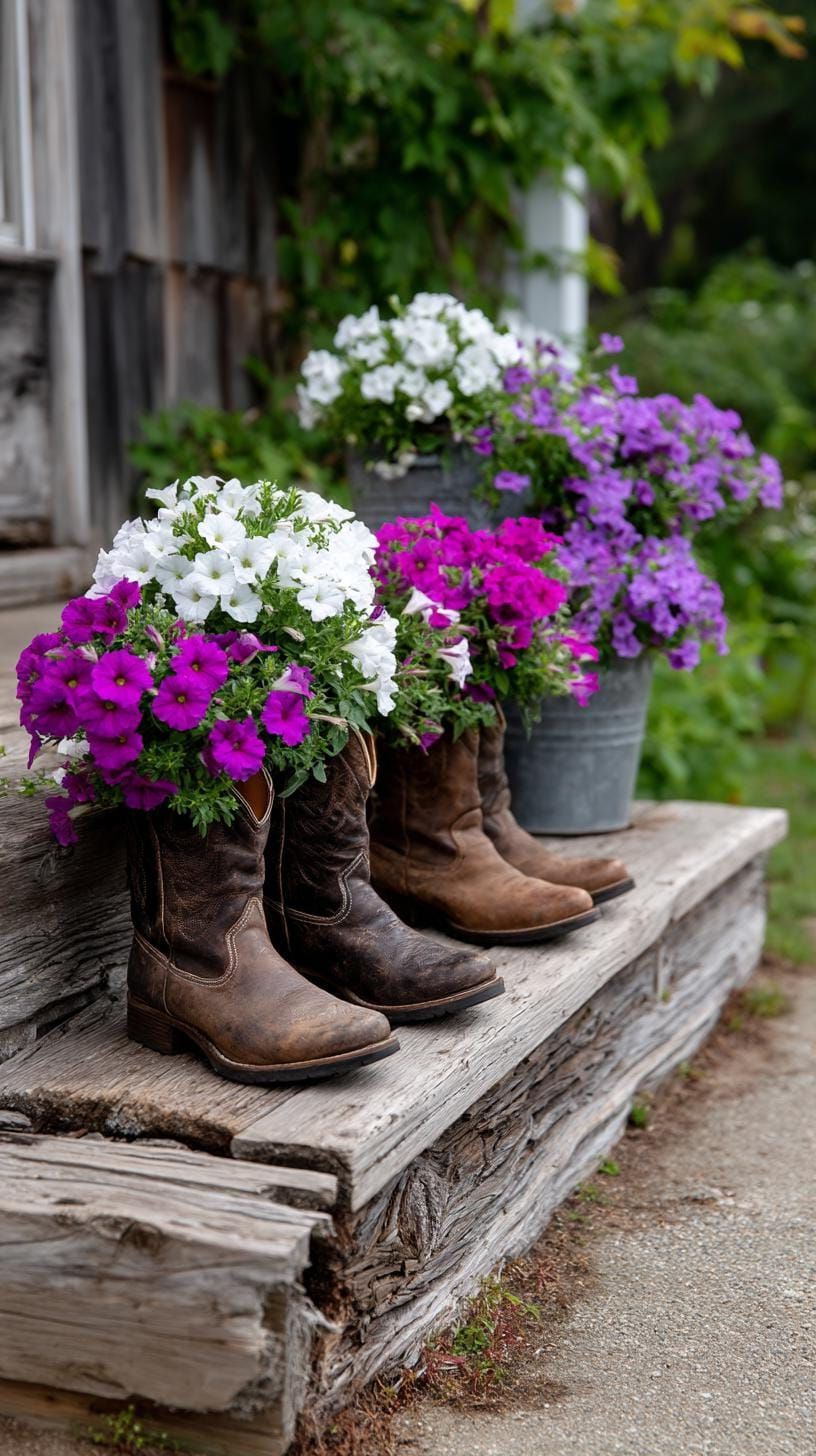 10. Turning Old Boots Into Garden Planters - photo 2