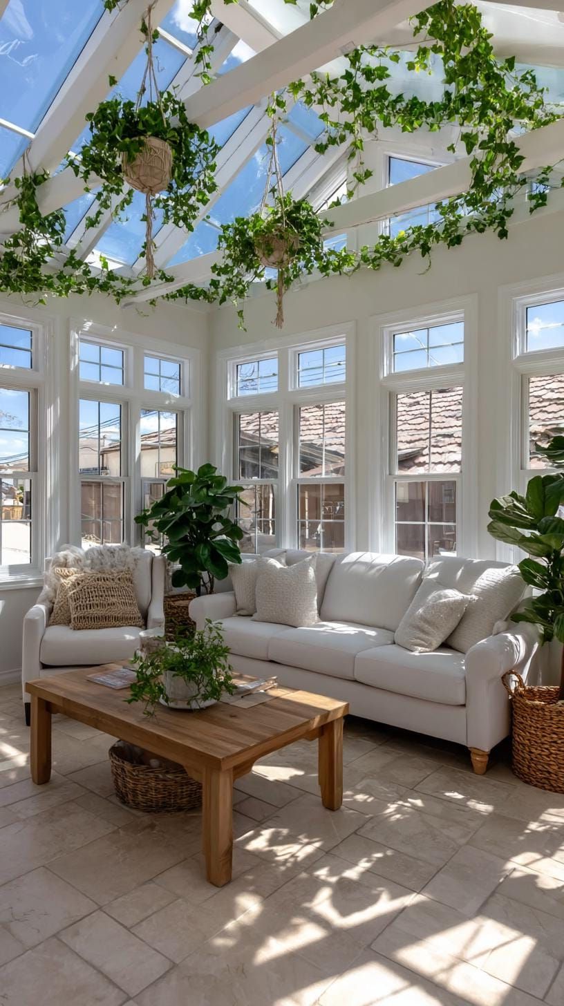 12. A Sunroom Filled With Hanging Plants