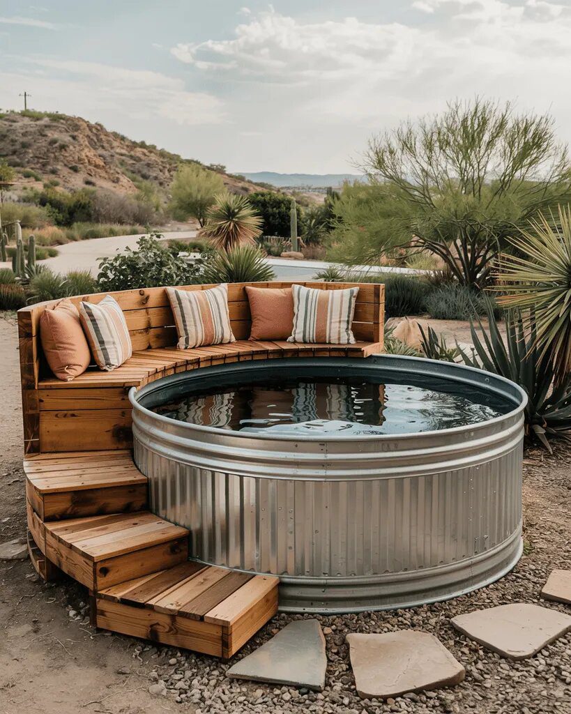 Above-Ground Pool with Built-In Seating