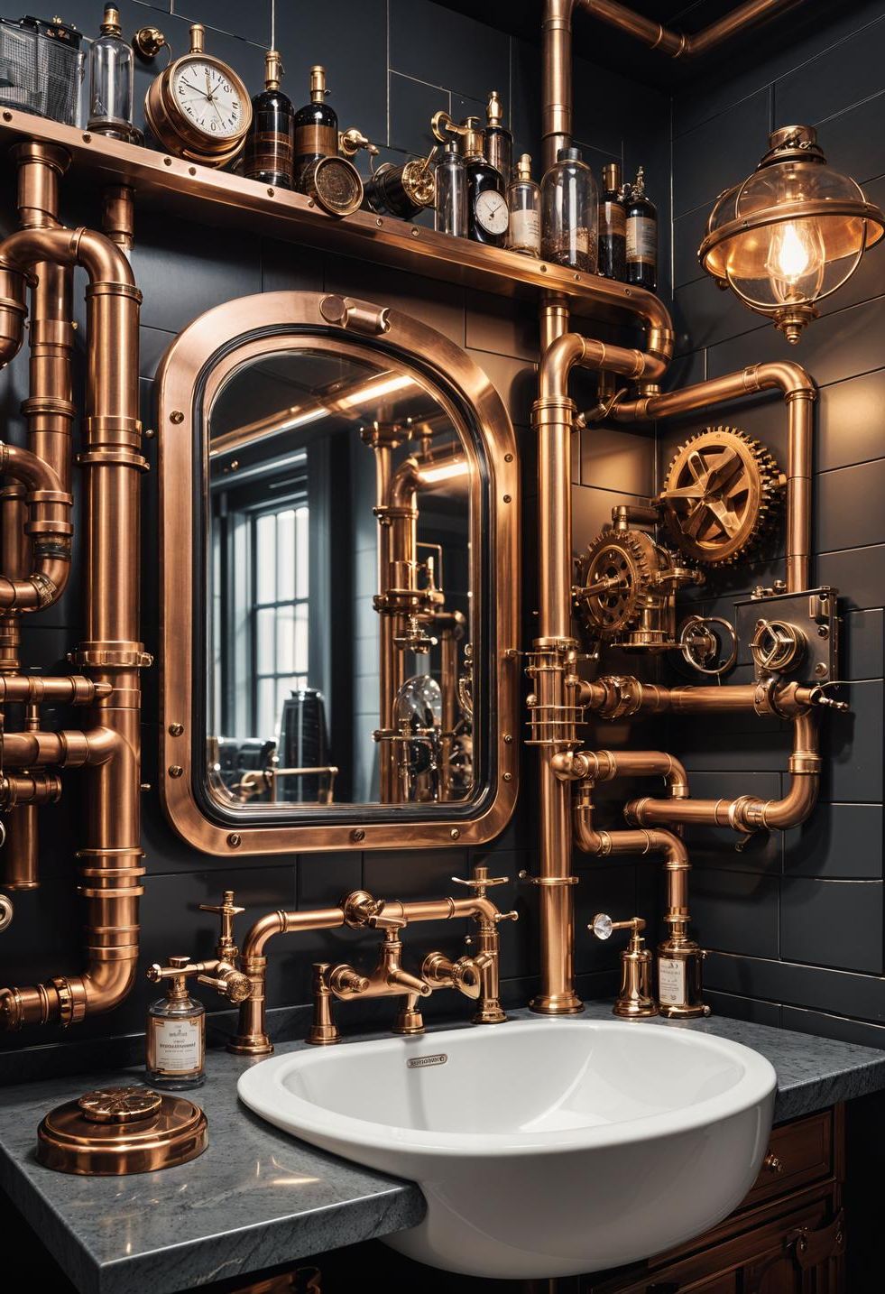 25. Victorian Steampunk Bathroom Style