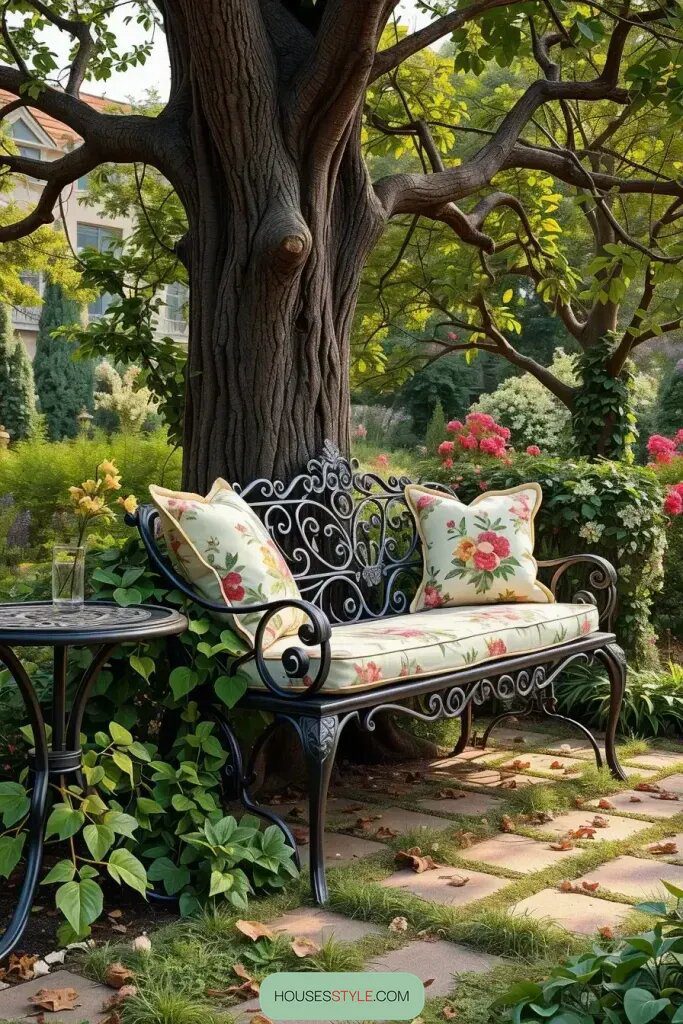 Victorian-Style Metal Benches with Antique Details