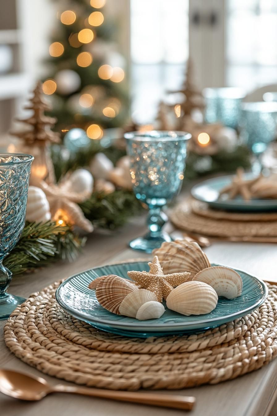 15. Coastal Christmas Table Setting Ideas