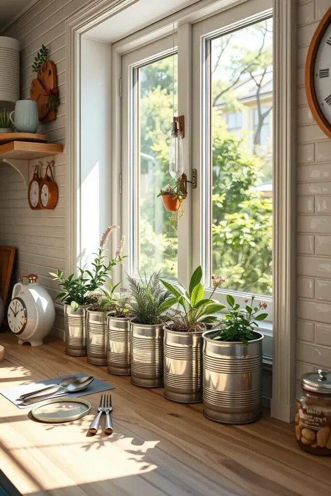 Turning Old Tin Cans Into Chic Plant Pots