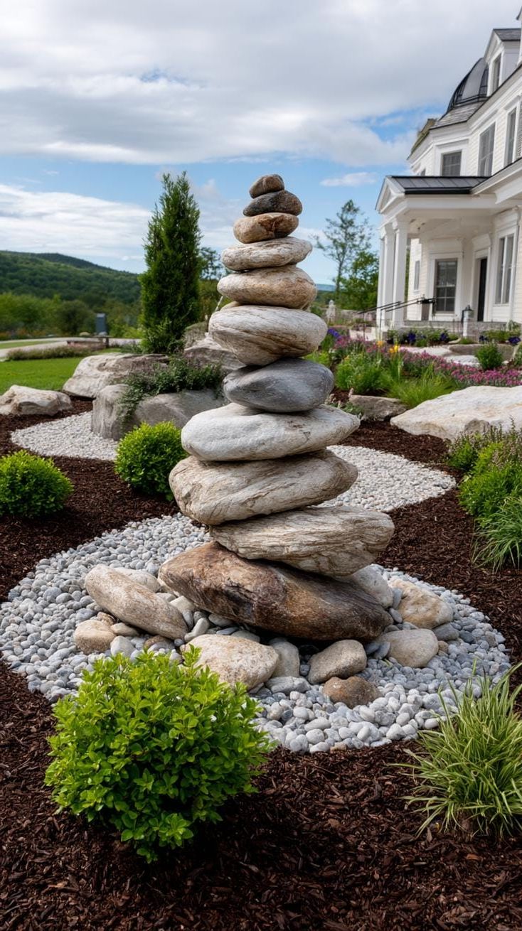 10. Circular Rock Bed with Vertical Stone Stacks - photo 3