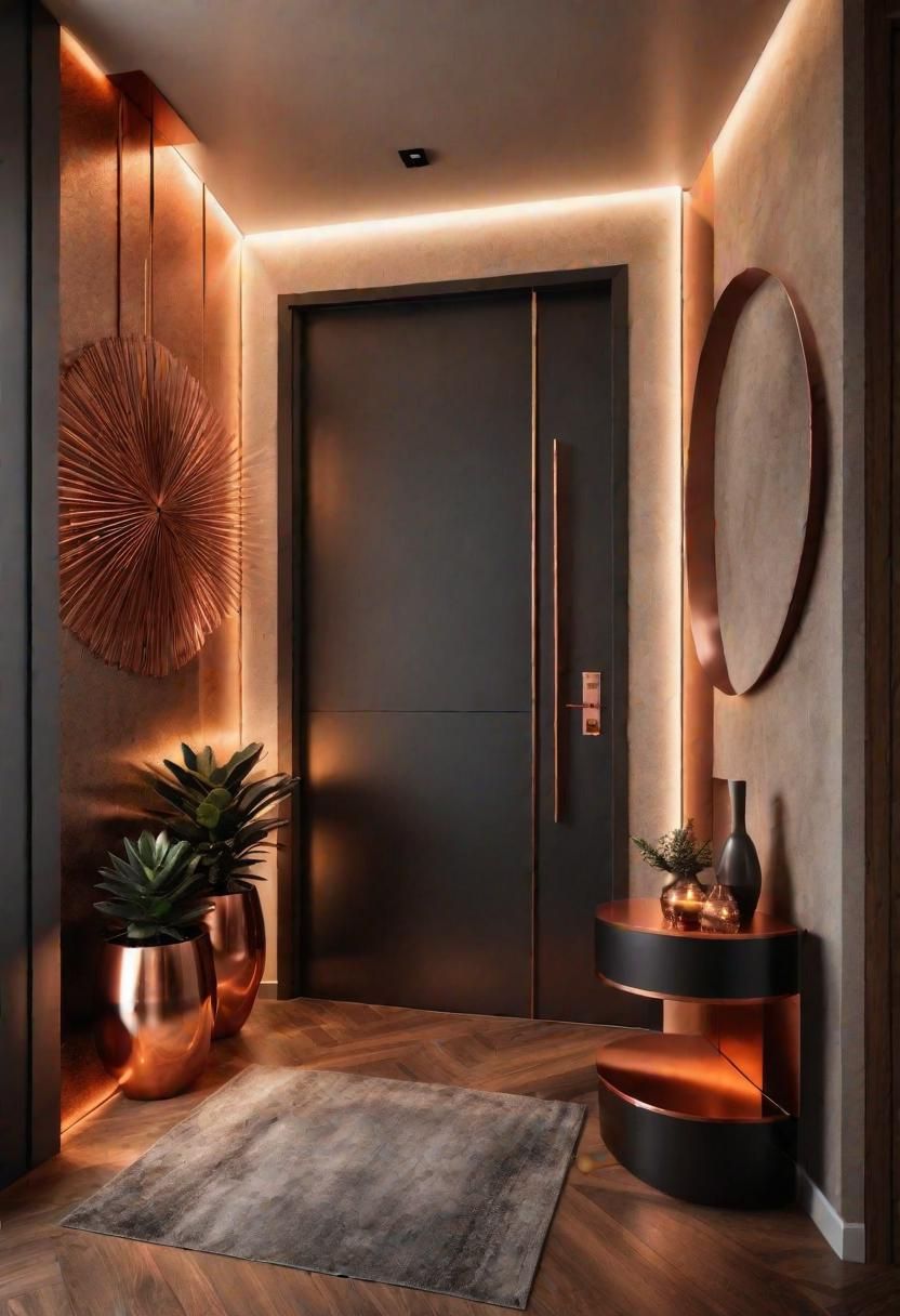 33. Copper Accent Lighting for a Cozy Entry
