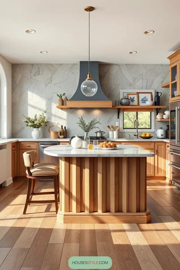 Mixing Wood and Stone Textures for Modern Kitchen Designs