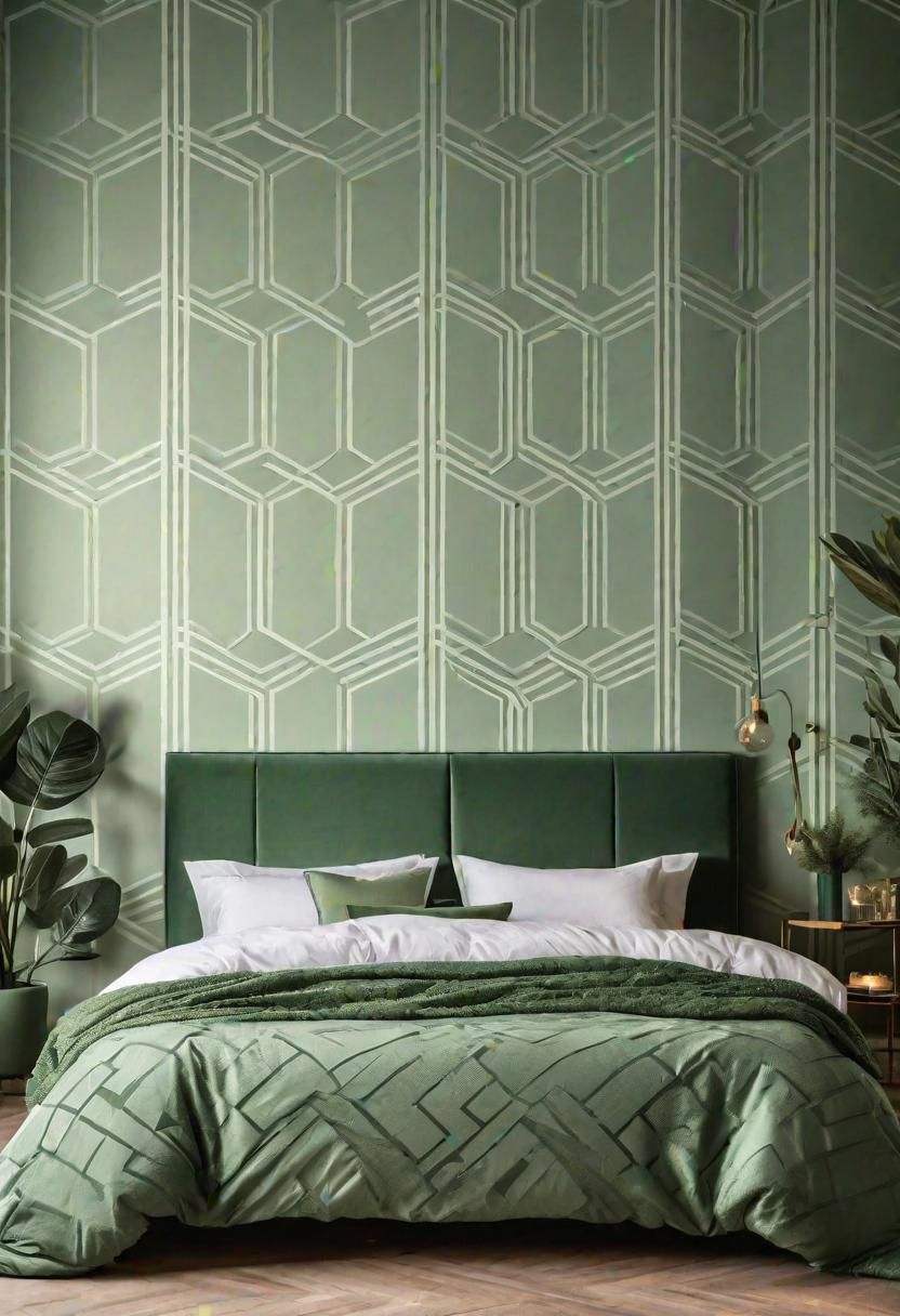 6. Sage Green Geometric Wallpaper