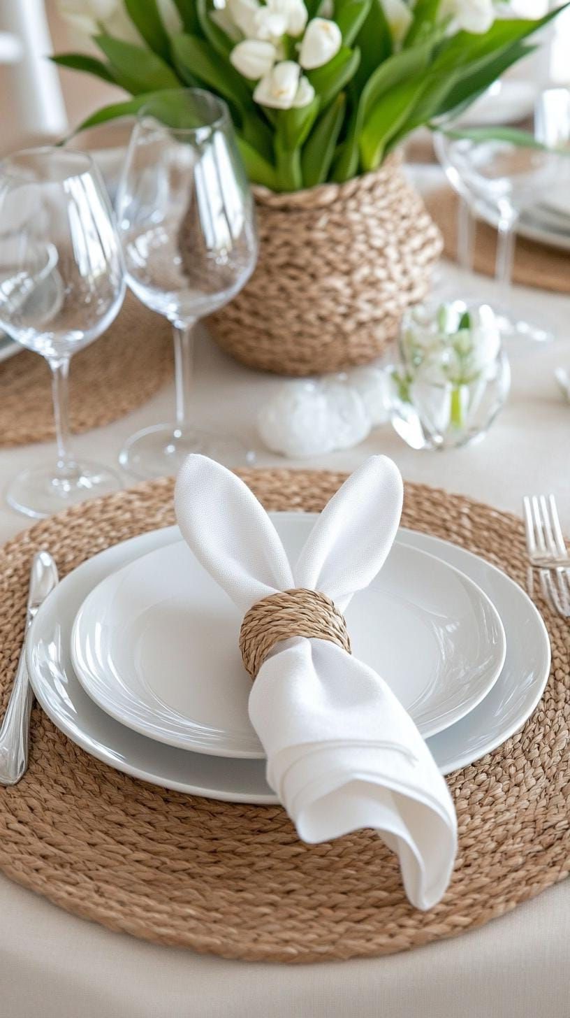 5. Elegant Easter Table With Bunny Ear Napkins - photo 3