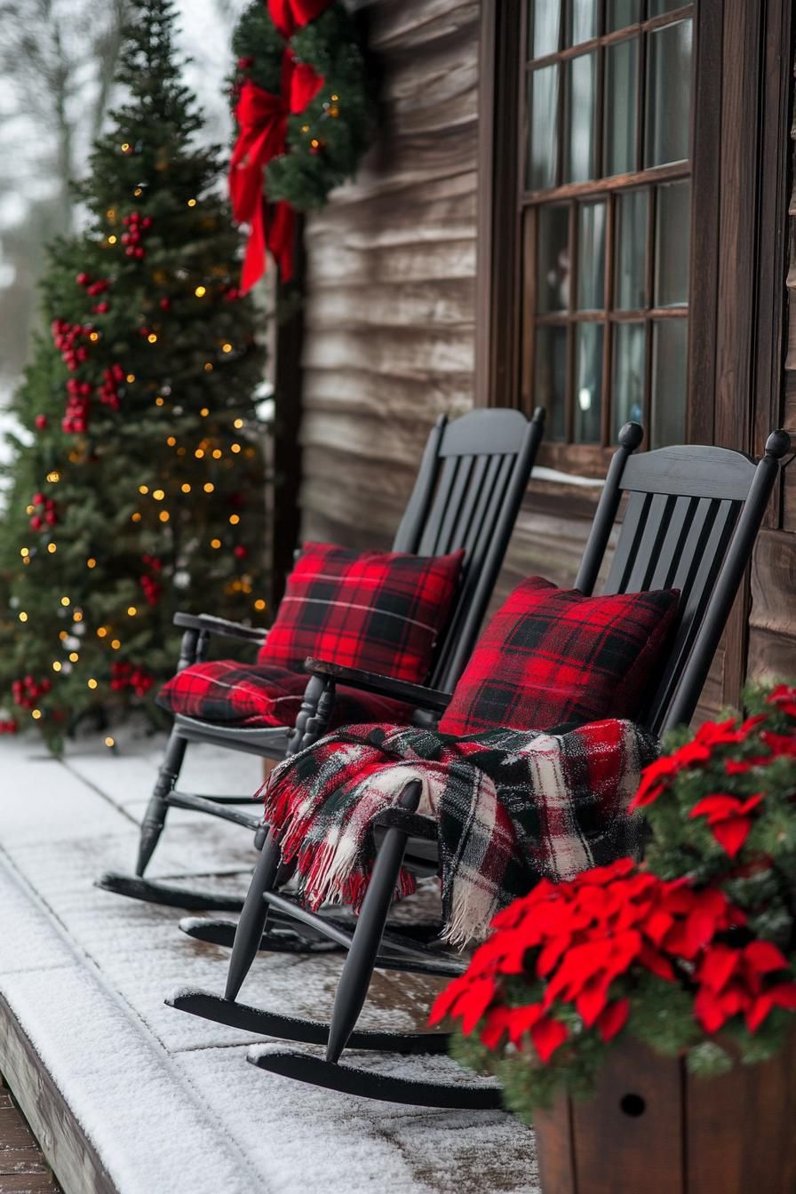 6. Plaid-Themed Rocking Chair Setup