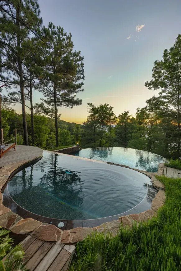 12. A Semi Inground Pool Set in a Forest Clearing