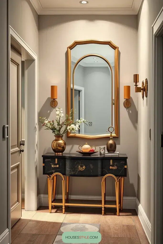 Metallic Accents For Modern Hall Decor