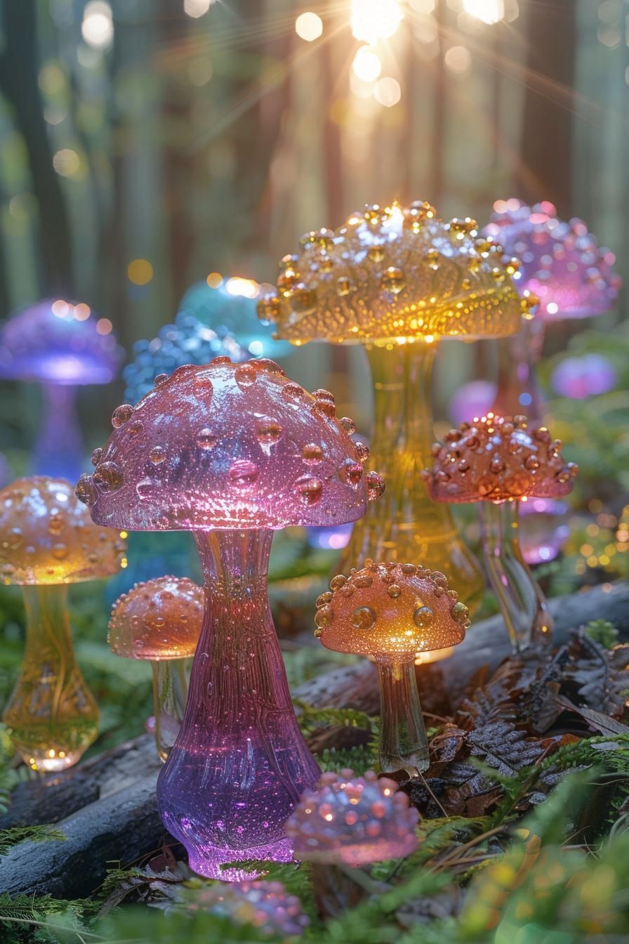22. Glass Mushroom Yard Decor
