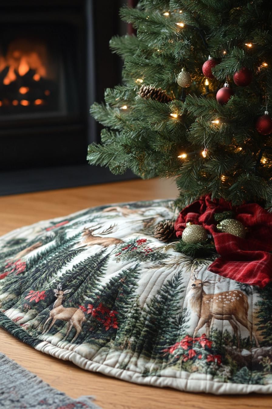 14. Woodland-Themed Tree Skirt Ideas