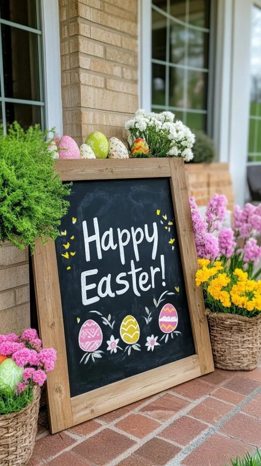 8. Chalkboard Easter Porch Sign Ideas