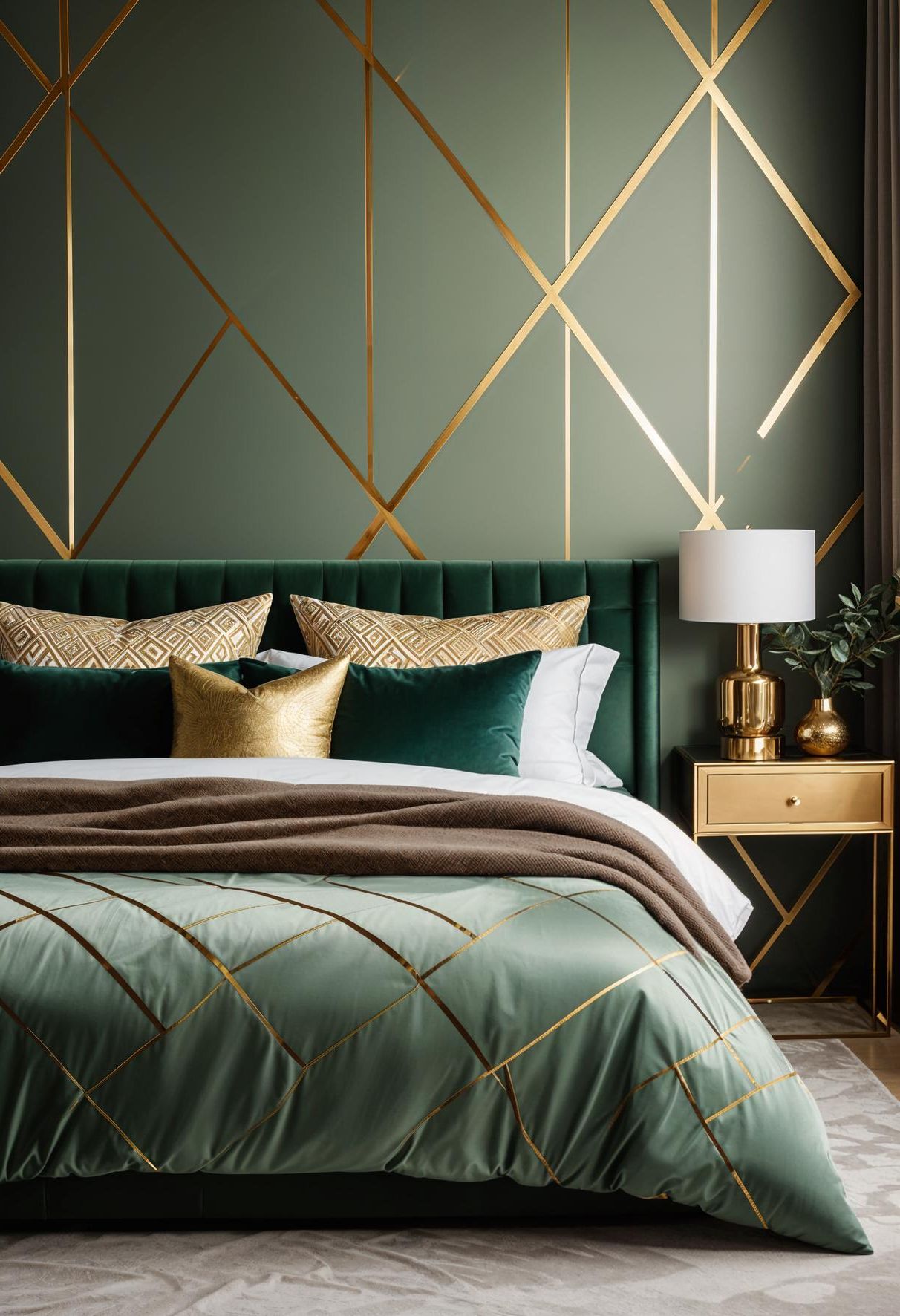 13. Sage Green Wallpaper Accent Wall
