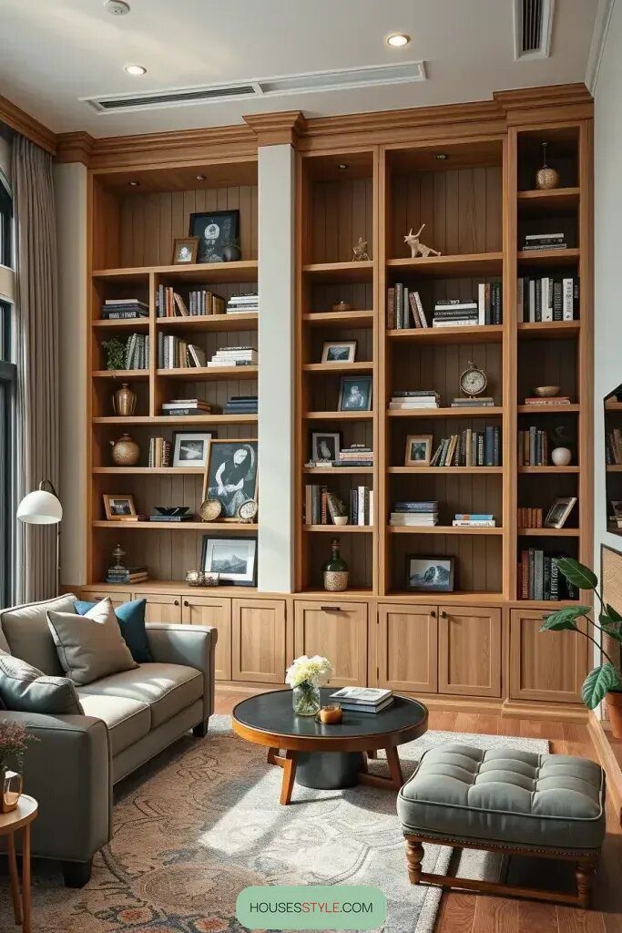 Stylish Buffets Paired with Bookshelves