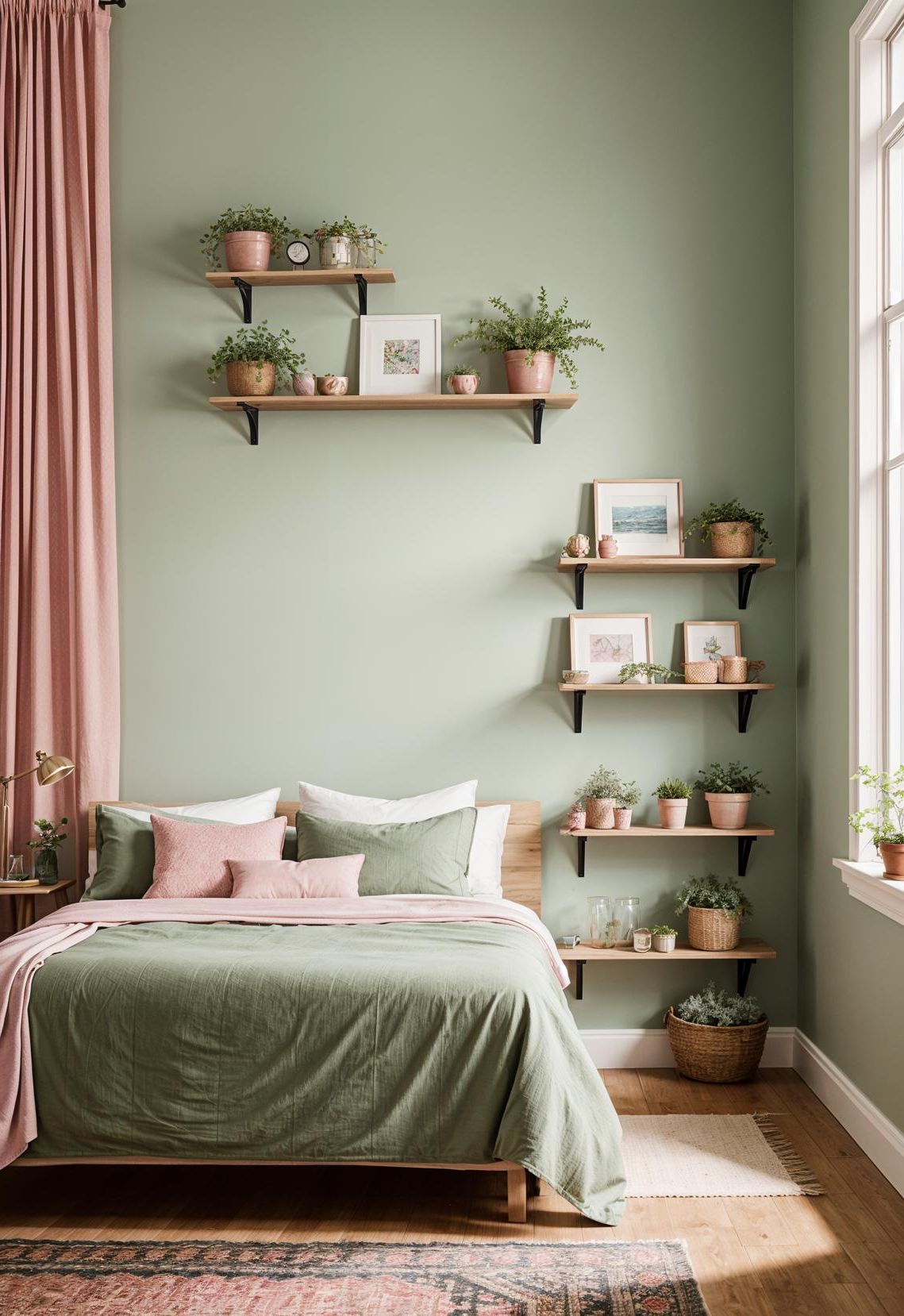 15. Pink Succulents in Sage Planters