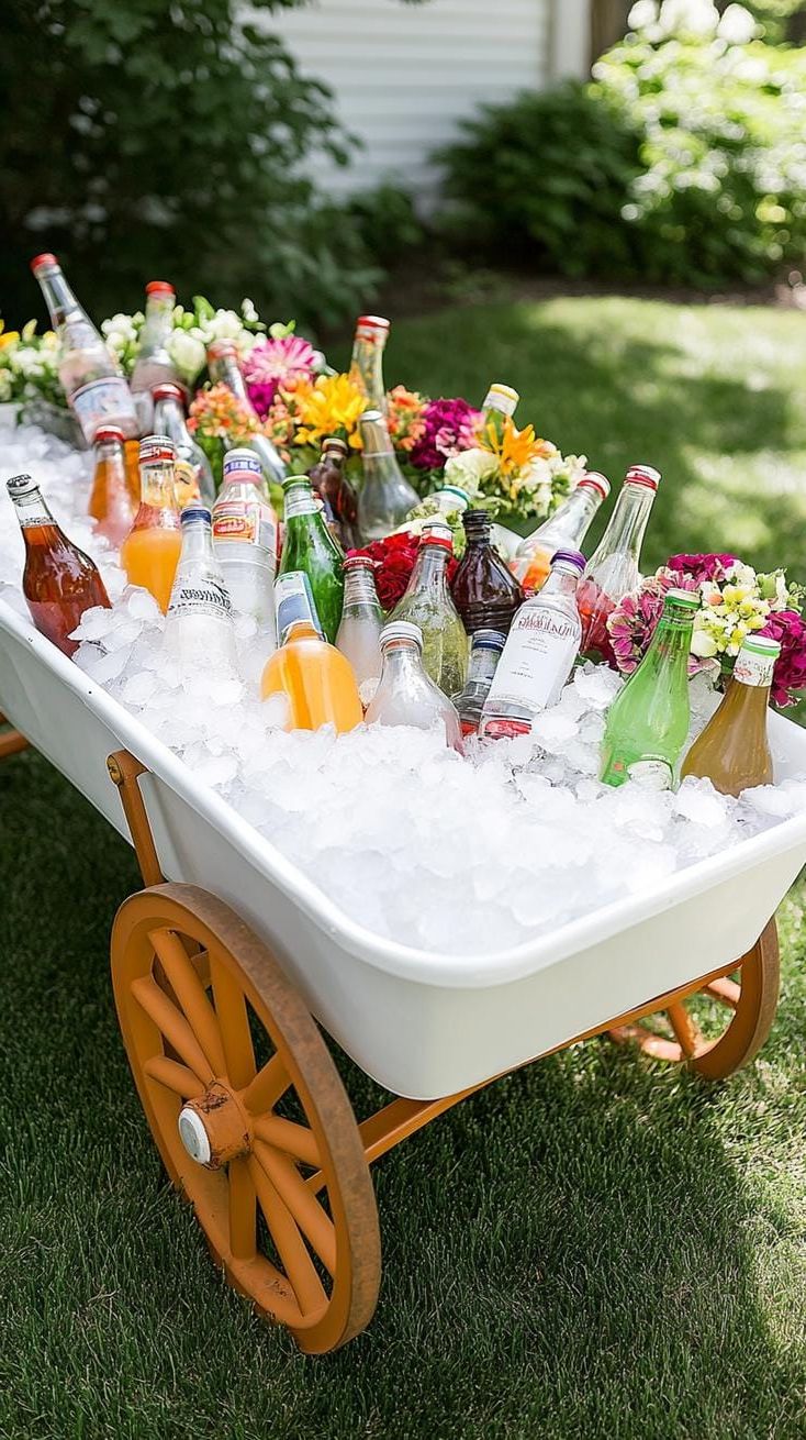 13. Ice-Filled Wheelbarrow Drink Cooler Setup - photo 2
