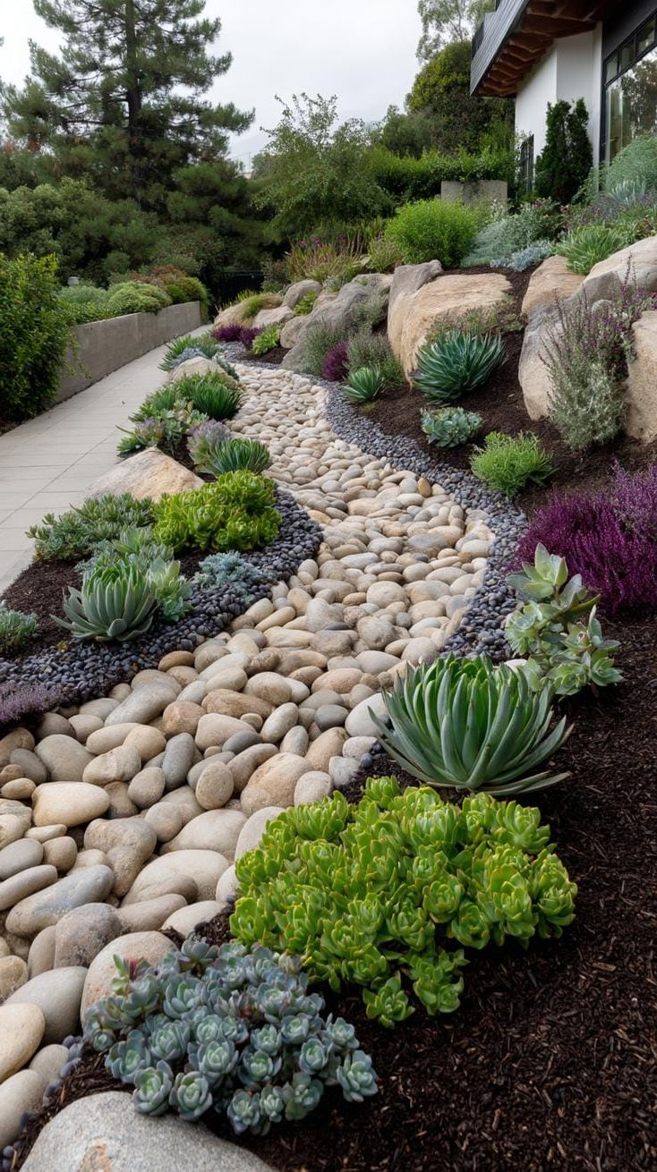 1. Spiral Pebble Path Lined with Succulents - photo 3
