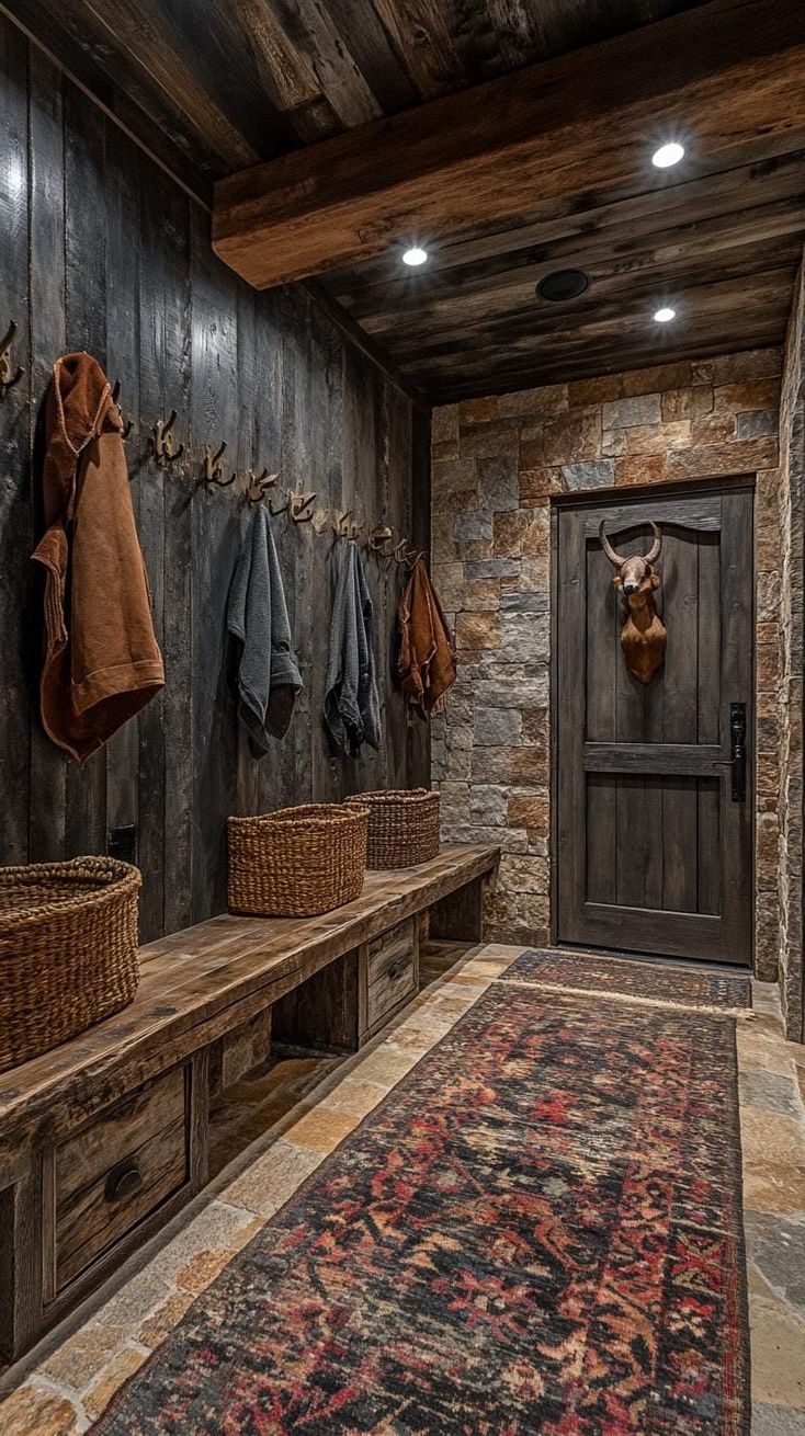 9. Ranch Mudroom With Hooks and Baskets - photo 2