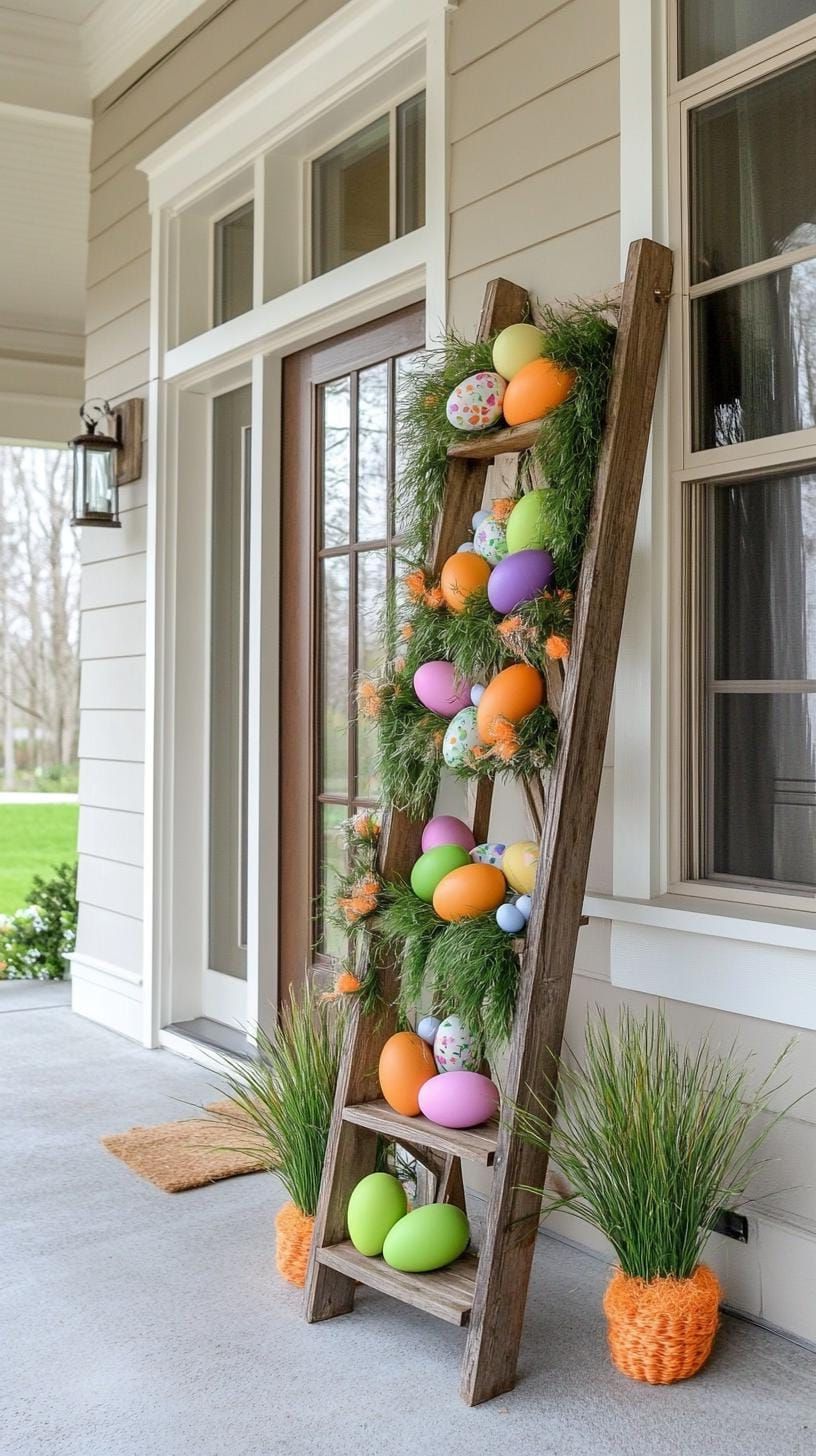 4. Easter Porch Ladder Display Ideas - photo 2