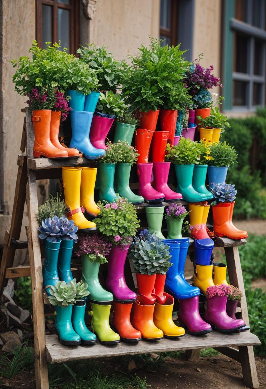 4. Rain Boot Succulent Planters