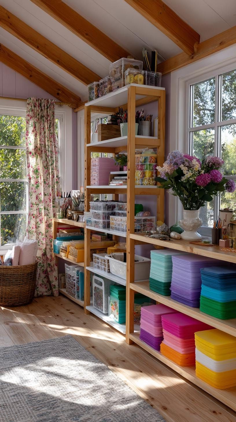 4. Stacked Storage Tower With Bins and Colorful Paper - photo 4